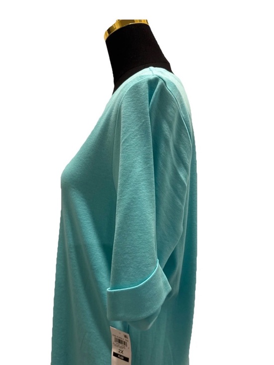 Style & Co Women's Aqua Blue Short Sleeve 100% Cotton Top, Size 2X, NWT - Picture 8 of 15